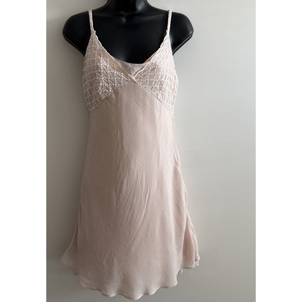 La Mouette Silk Babydoll Dress Pink Short Gown Size M Lined Sexy Soft Girl READ